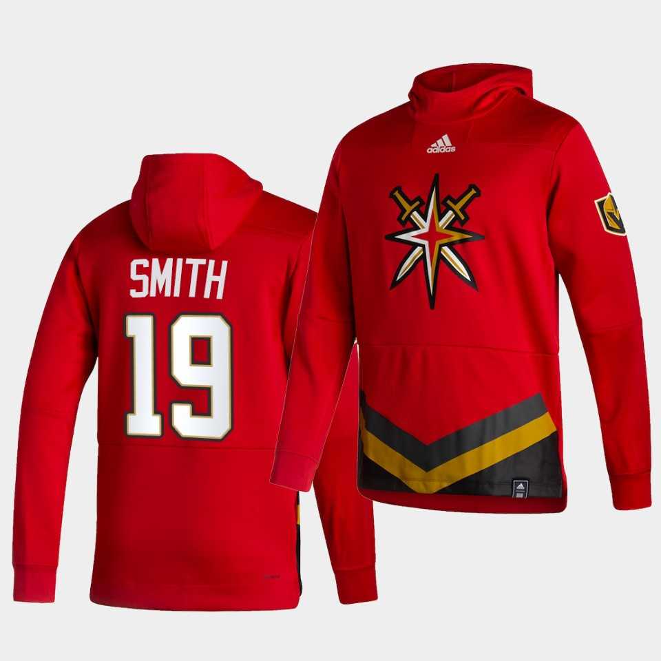 Men Vegas Golden Knights 19 Smith Red NHL 2021 Adidas Pullover Hoodie Jersey